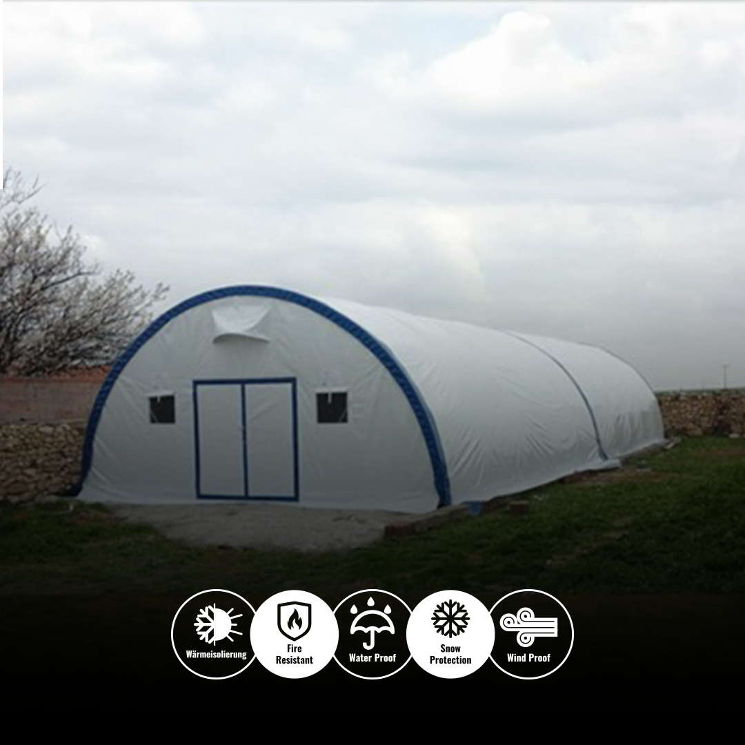 Rundbogenhalle Elliptisch (Breite: 6M, Länge: 10M, Tür: 2M, Isolation:– Moonzelt